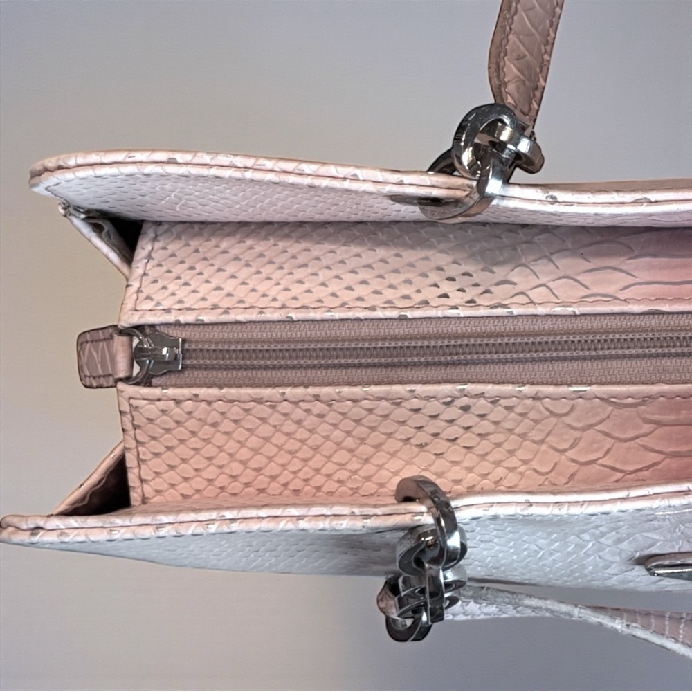 Authentic Prada Embossed Coral Pink Python Leathe… - image 5